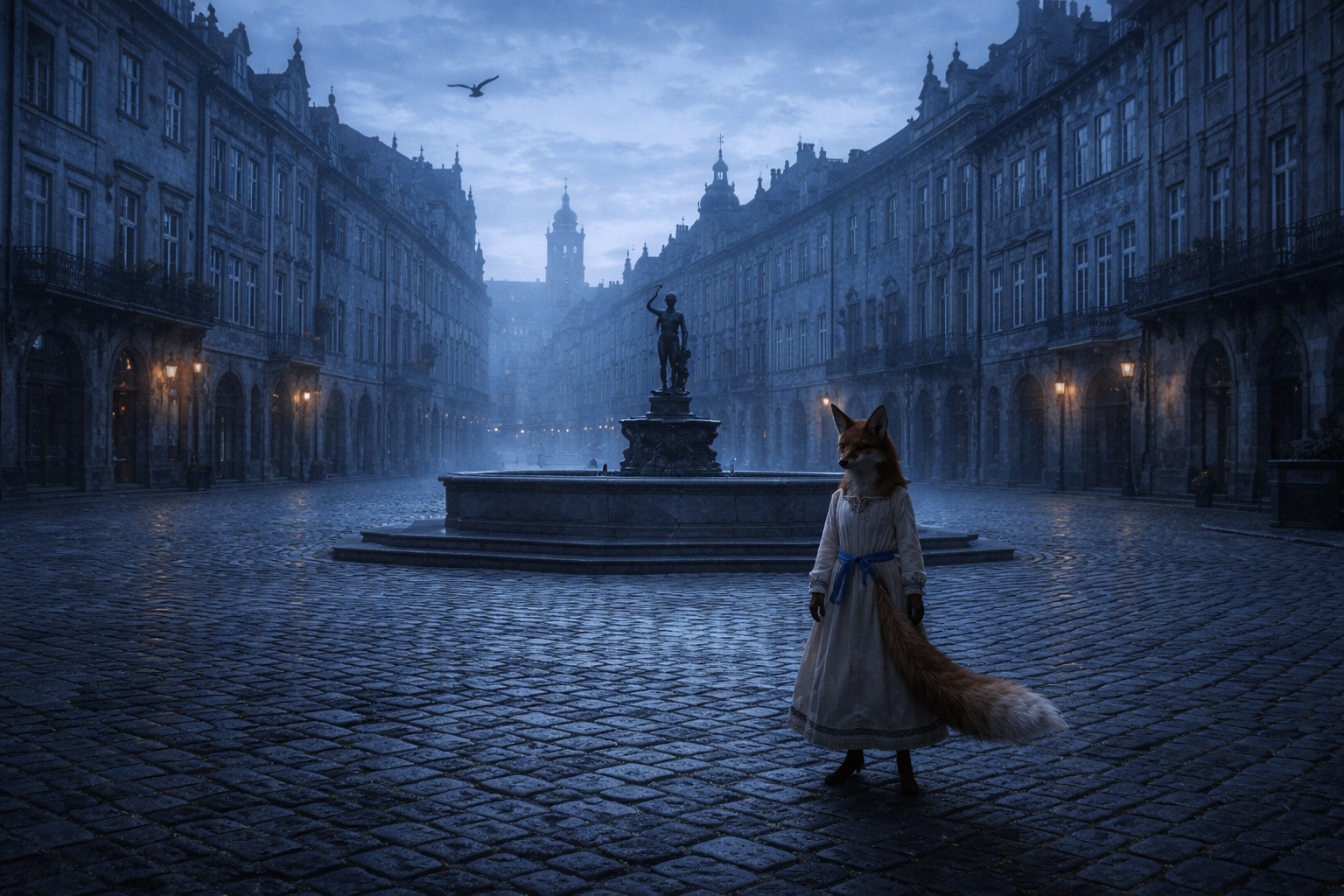 Foxyana at dawn in Rynok Square — Lviv before the day belongs to anyone
